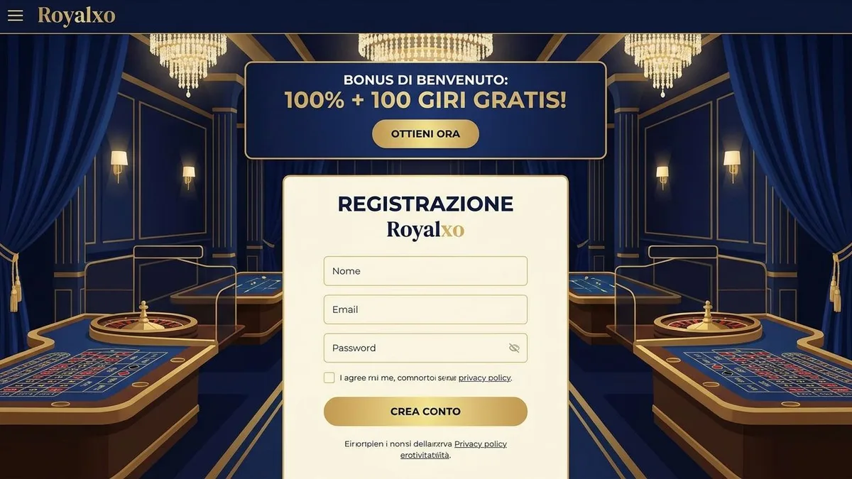 Registrazione con bonus Royalxo